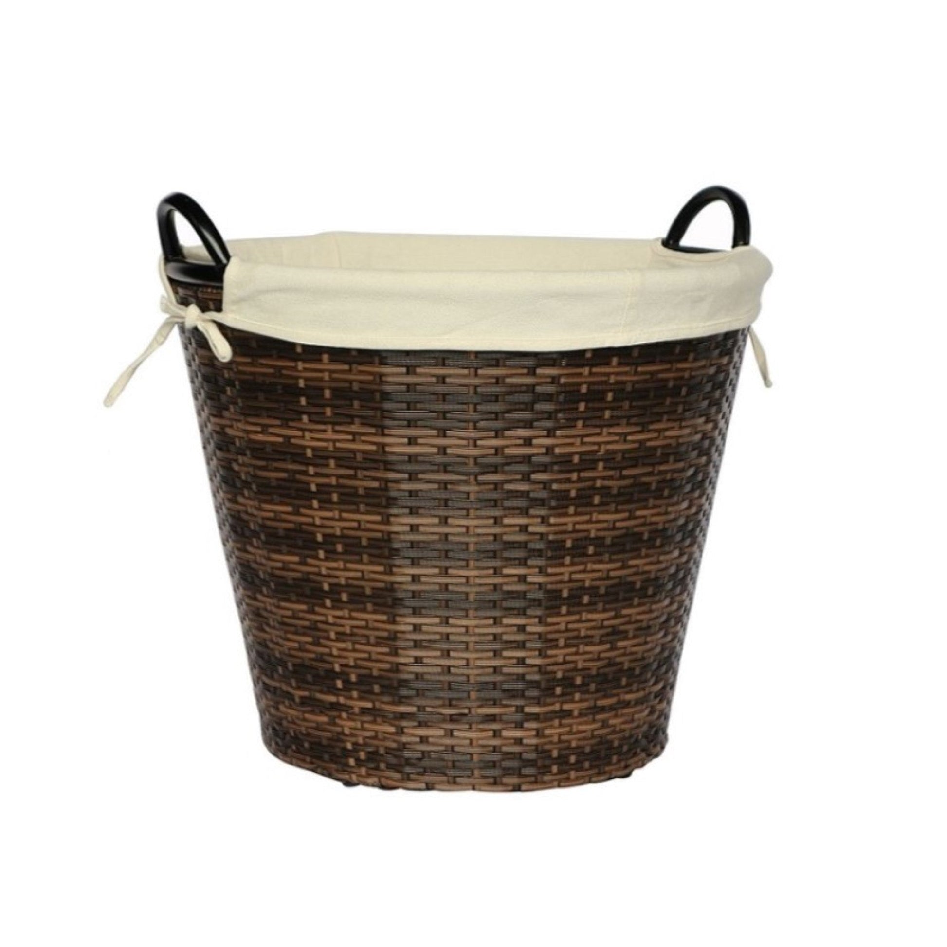 PAPUA Poly Rattan Wicker Large Basket with Fabric Lining - Brown - Direct Factory Furniture Australia