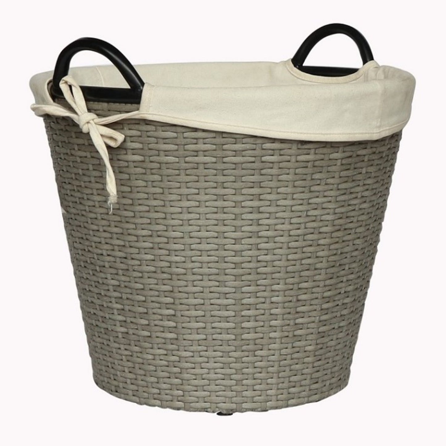 PAPUA 3-Piece Set Poly Rattan Wicker Large Basket with Fabric Lining - Grey - Direct Factory Furniture Australia