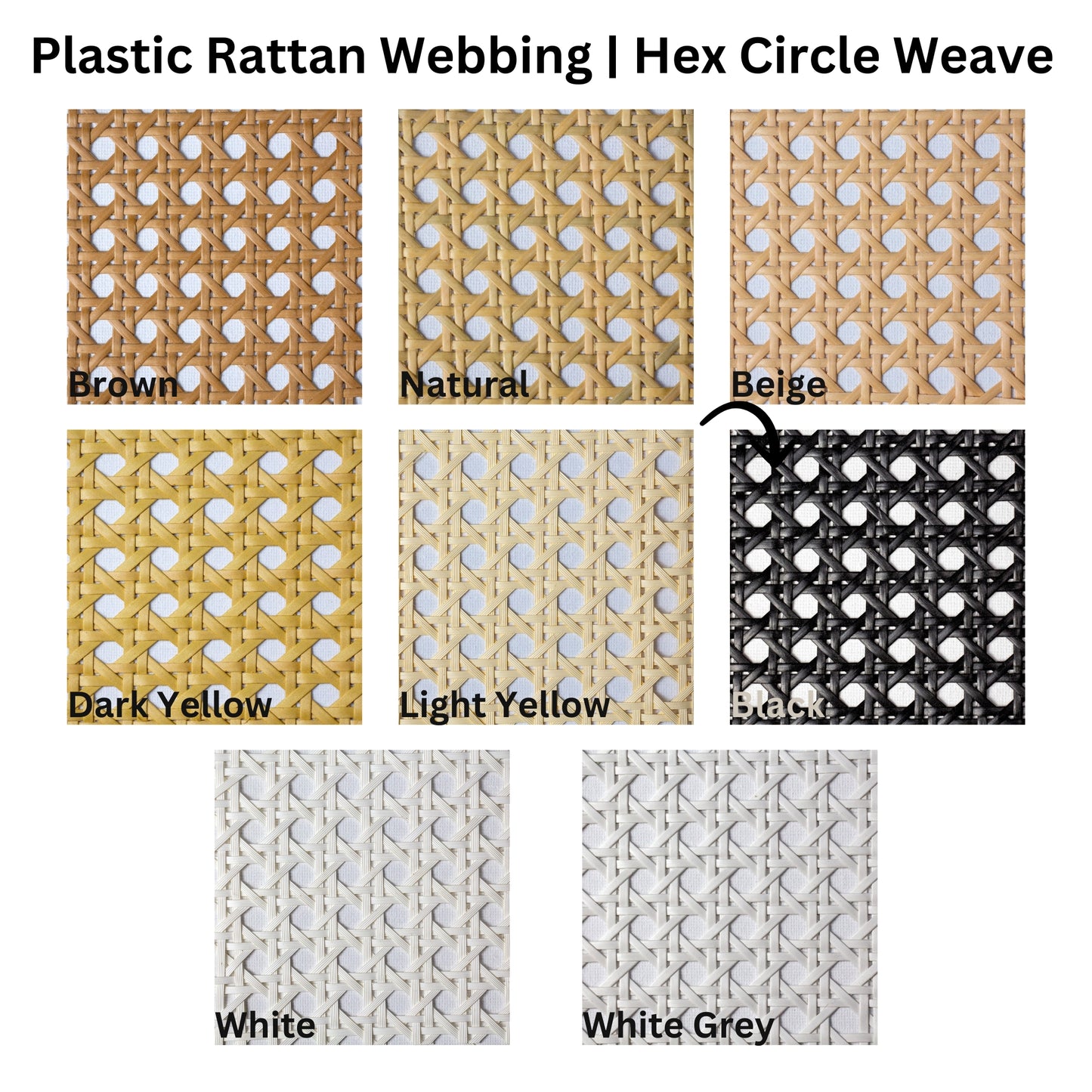 Plastic-Synthetic-Faux-PE-Rattan-Cane-Webbing-Mesh-Roll-Panel-Furniture-Chair-Repair-Open-Weave-Circle-Hexagonal-Melbourne-Australia-Black-3