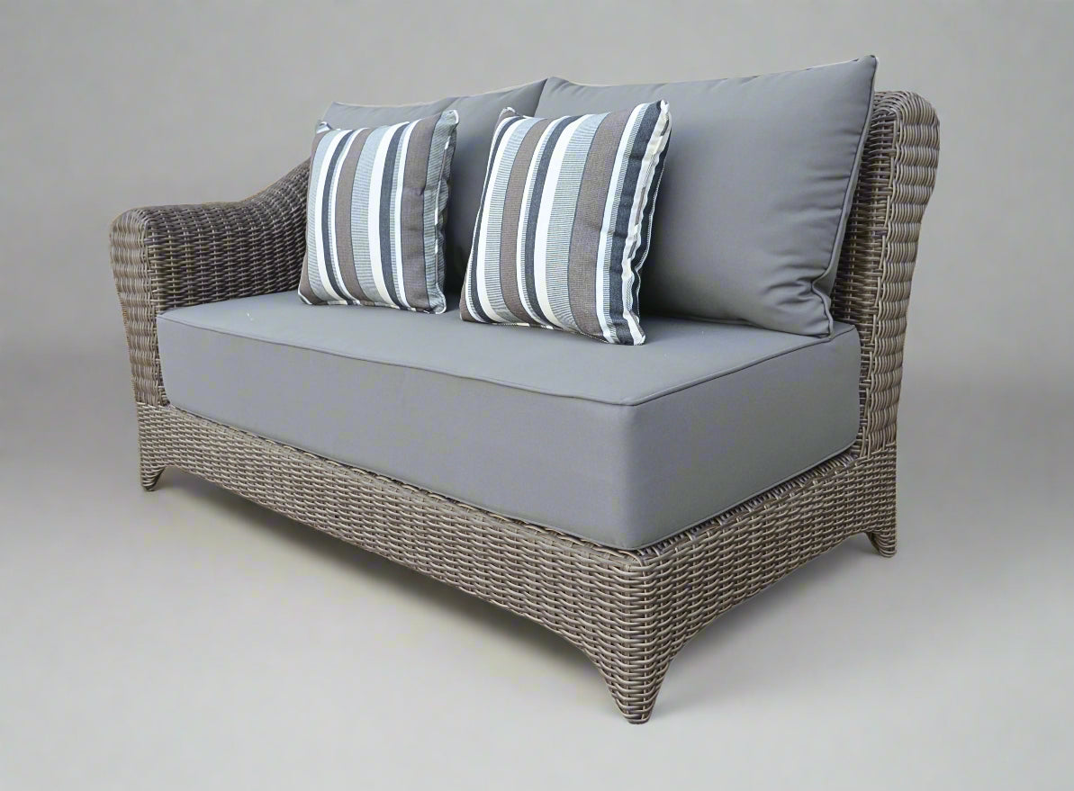 RYE | 6 Seat Poly Rattan Wicker Outdoor Lounge Chaise | Grey