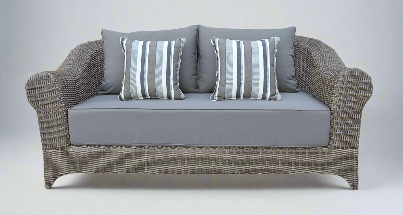 RYE | 6 Seat Poly Rattan Wicker Outdoor Lounge Chaise | Grey