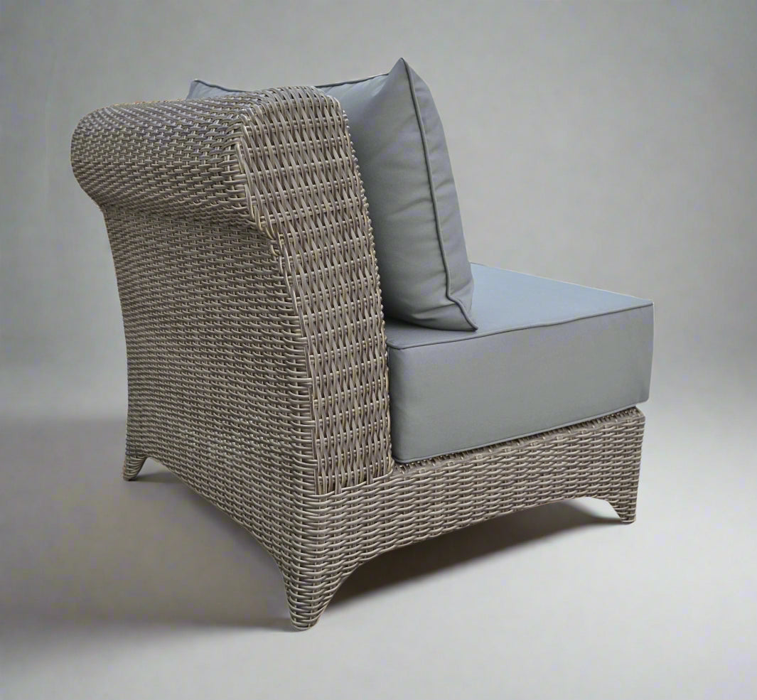 RYE | 6 Seat Poly Rattan Wicker Outdoor Lounge Chaise | Grey