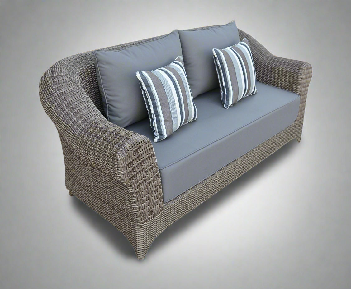 RYE | 6 Seat Poly Rattan Wicker Outdoor Lounge Chaise | Grey