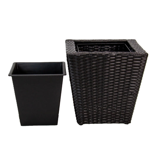 SERENO Poly Rattan Wicker Planter Pot - Black 2