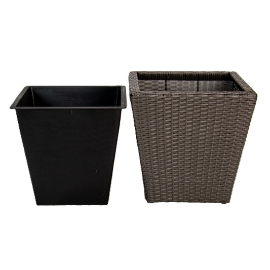 SERENO Poly Rattan Wicker Planter Pot - Grey 2