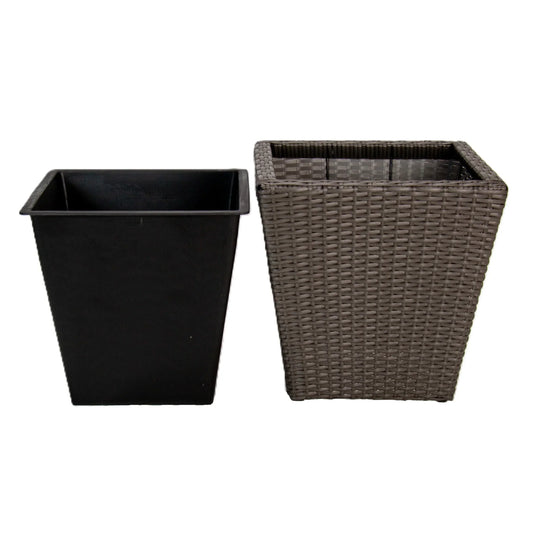 SERENO Poly Rattan Wicker Planter Pot - Grey 2