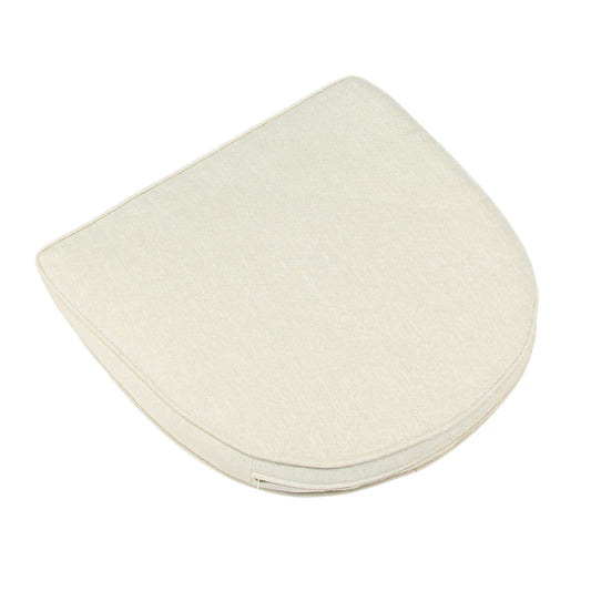 Cream outdoor wicker chair cushion for patio furniture, durable fabric, semi-circular design