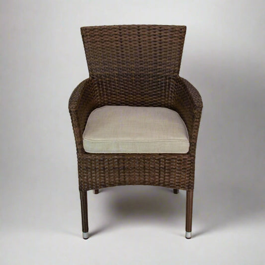 CALOR | Poly Rattan Wicker Stackable Outdoor Dining Chair | Dark Brown 2