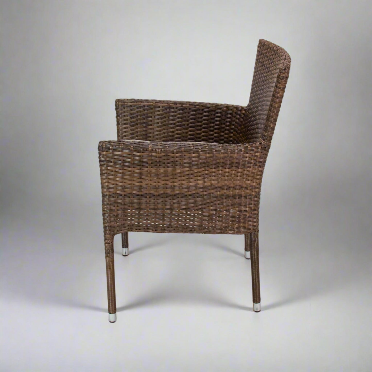 CALOR | Poly Rattan Wicker Stackable Outdoor Dining Chair | Dark Brown