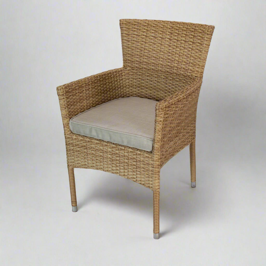 CALOR | Poly Rattan Wicker Stackable Outdoor Dining Chair | Light Brown