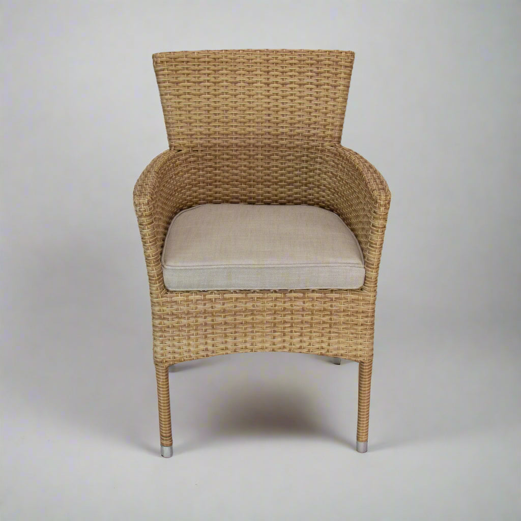 CALOR | Poly Rattan Wicker Stackable Outdoor Dining Chair | Light Brown