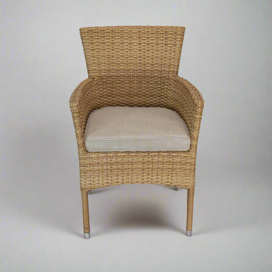 CALOR | Poly Rattan Wicker Stackable Outdoor Dining Chair | Light Brown 2