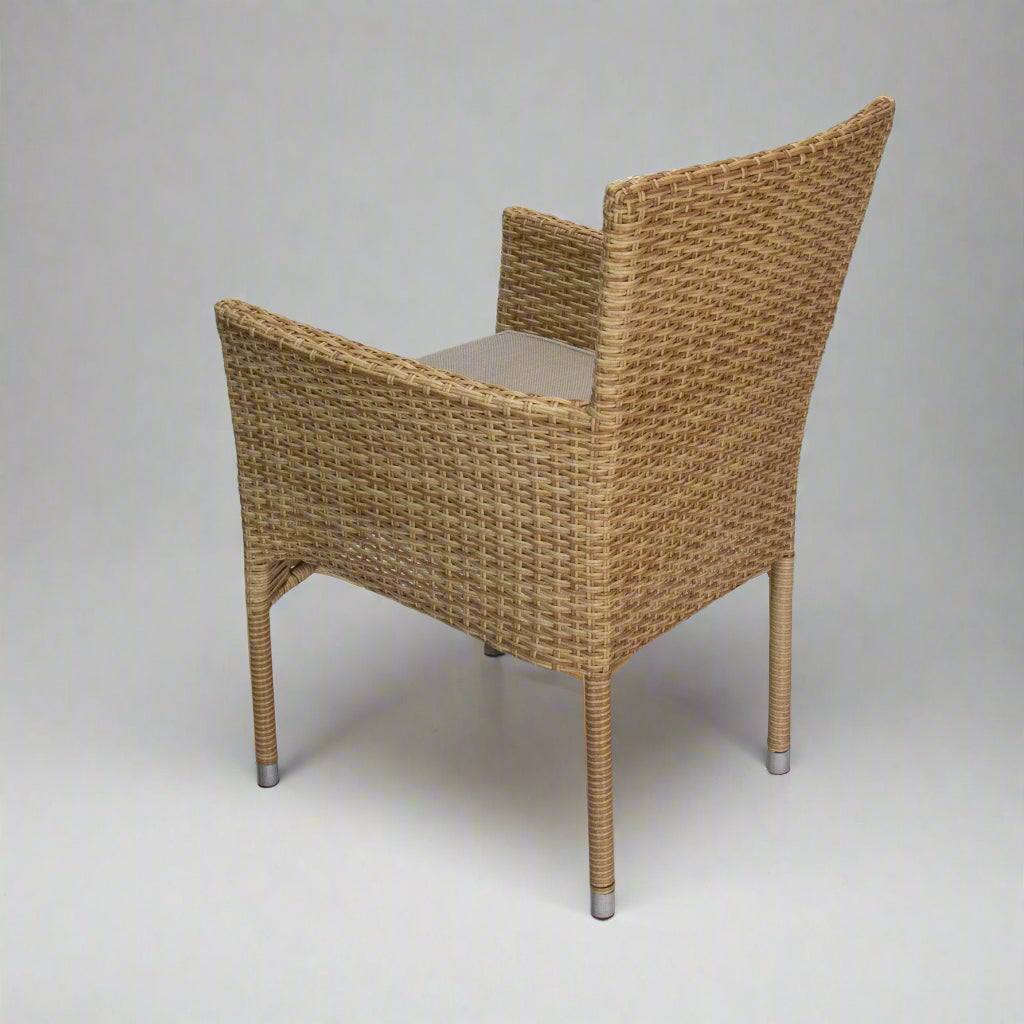 CALOR | Poly Rattan Wicker Stackable Outdoor Dining Chair | Light Brown