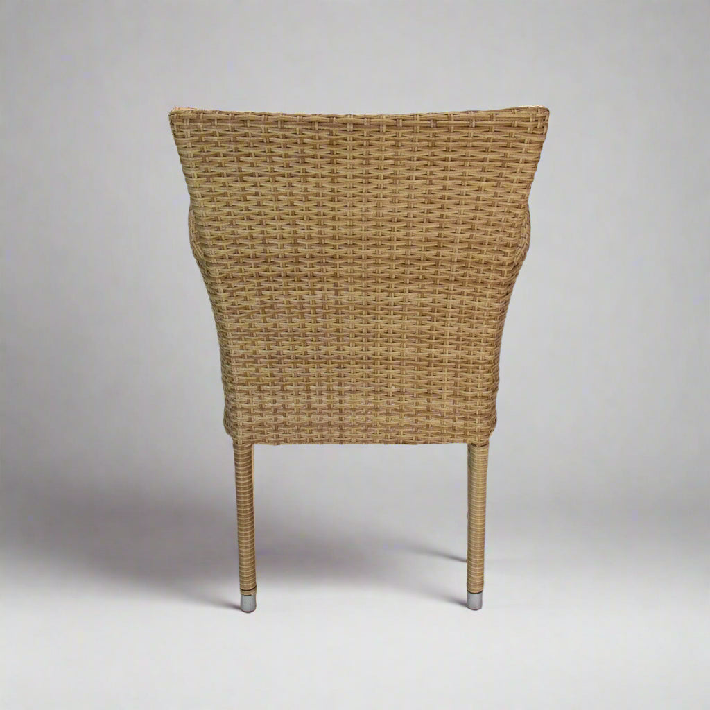 CALOR | Poly Rattan Wicker Stackable Outdoor Dining Chair | Light Brown 5