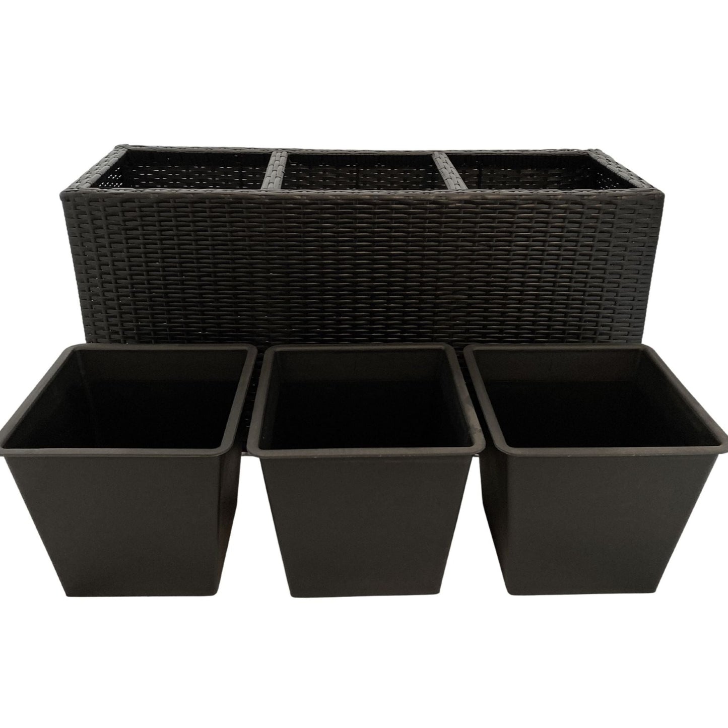 VALLARTA Poly Rattan Wicker Large Planter Pot - Black - Direct Factory Furniture Australia