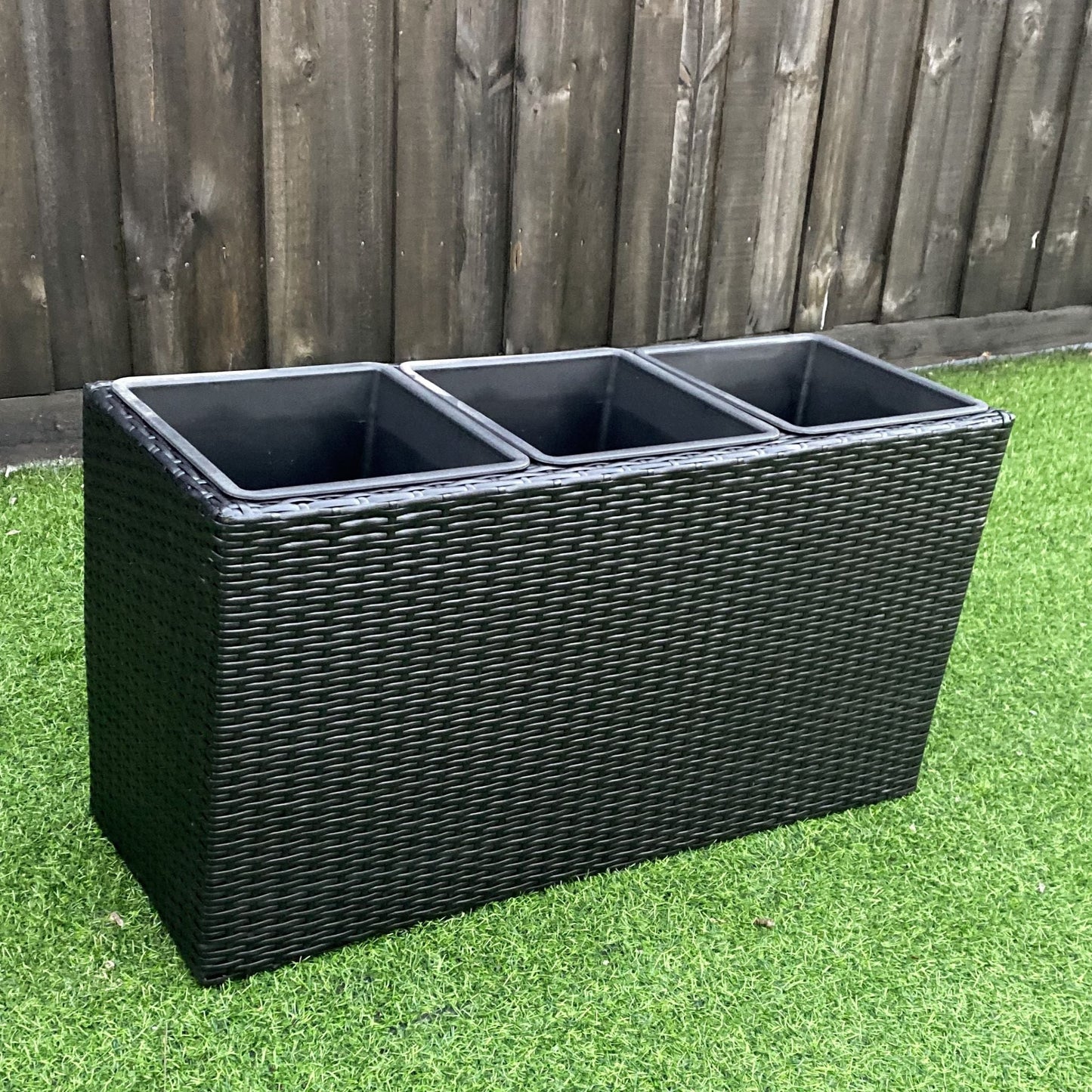 VALLARTA Poly Rattan Wicker Large Planter Pot - Black - Direct Factory Furniture Australia