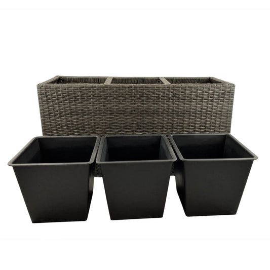 VALLARTA Poly Rattan Wicker Large Planter Pot - Grey - Direct Factory Furniture Australia