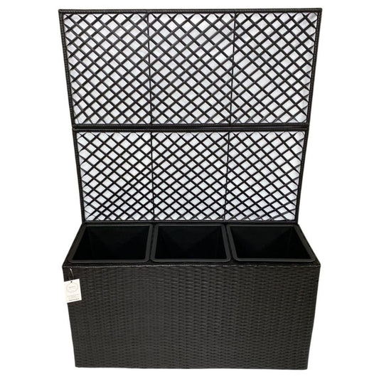 VIOLA Poly Rattan Wicker Large Planter Pot with Trellis - Black - Direct Factory Furniture Australia