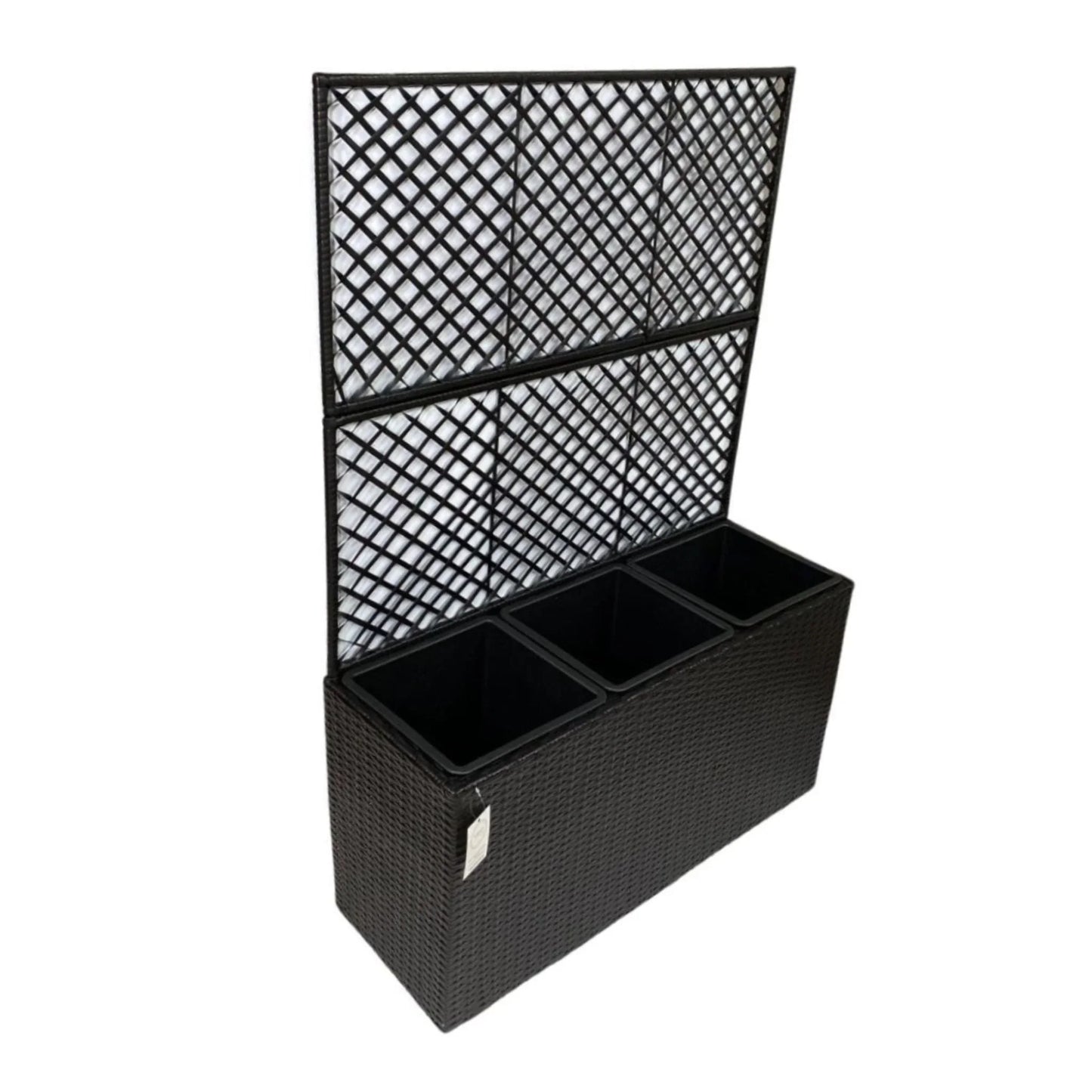 VIOLA Poly Rattan Wicker Large Planter Pot with Trellis - Black - Direct Factory Furniture Australia