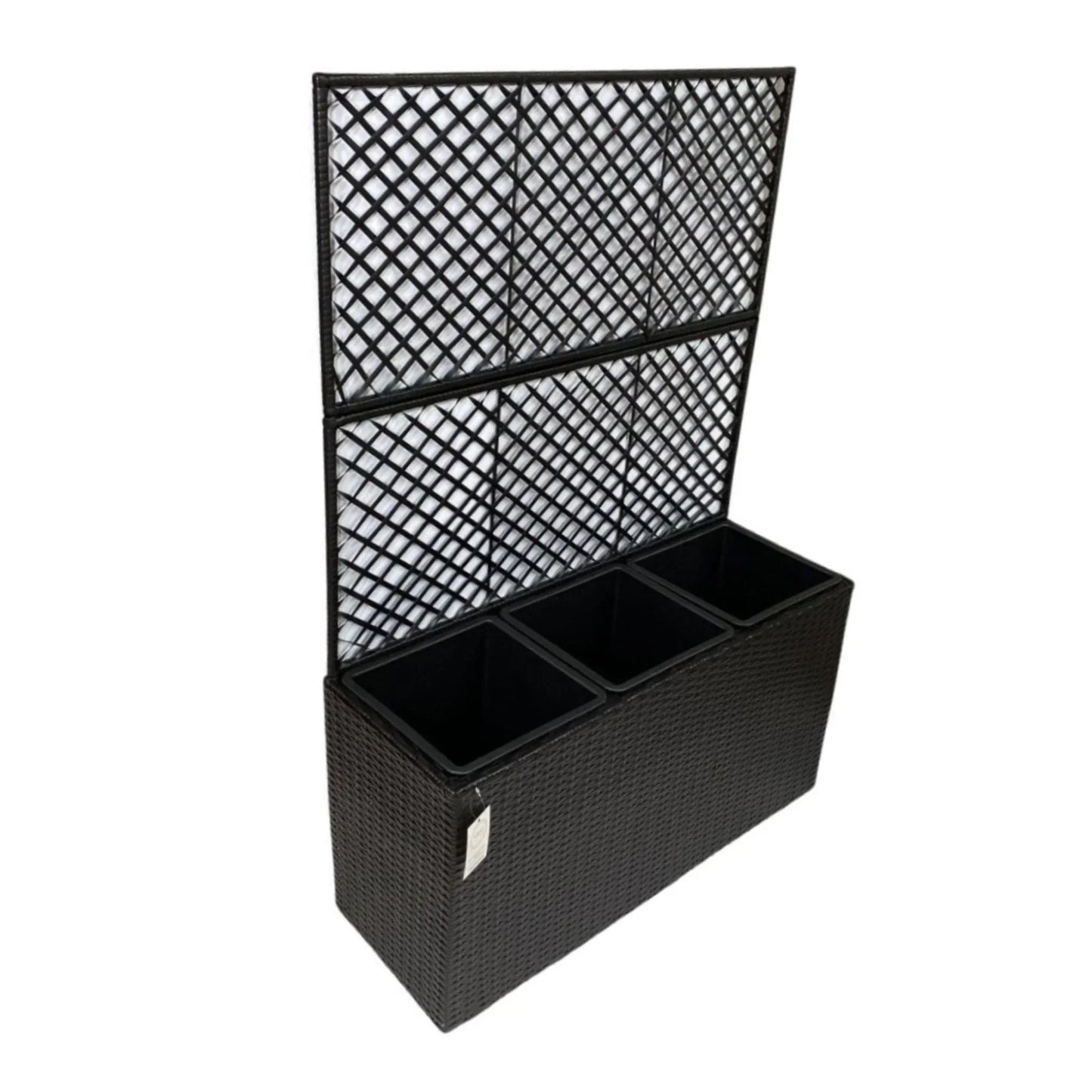 VIOLA Poly Rattan Wicker Large Planter Pot with Trellis - Black - Direct Factory Furniture Australia