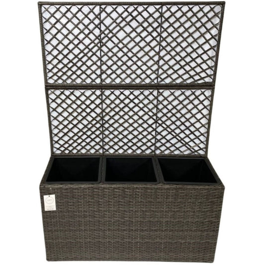 VIOLA Poly Rattan Wicker Large Planter Pot with Trellis - Grey - Direct Factory Furniture Australia