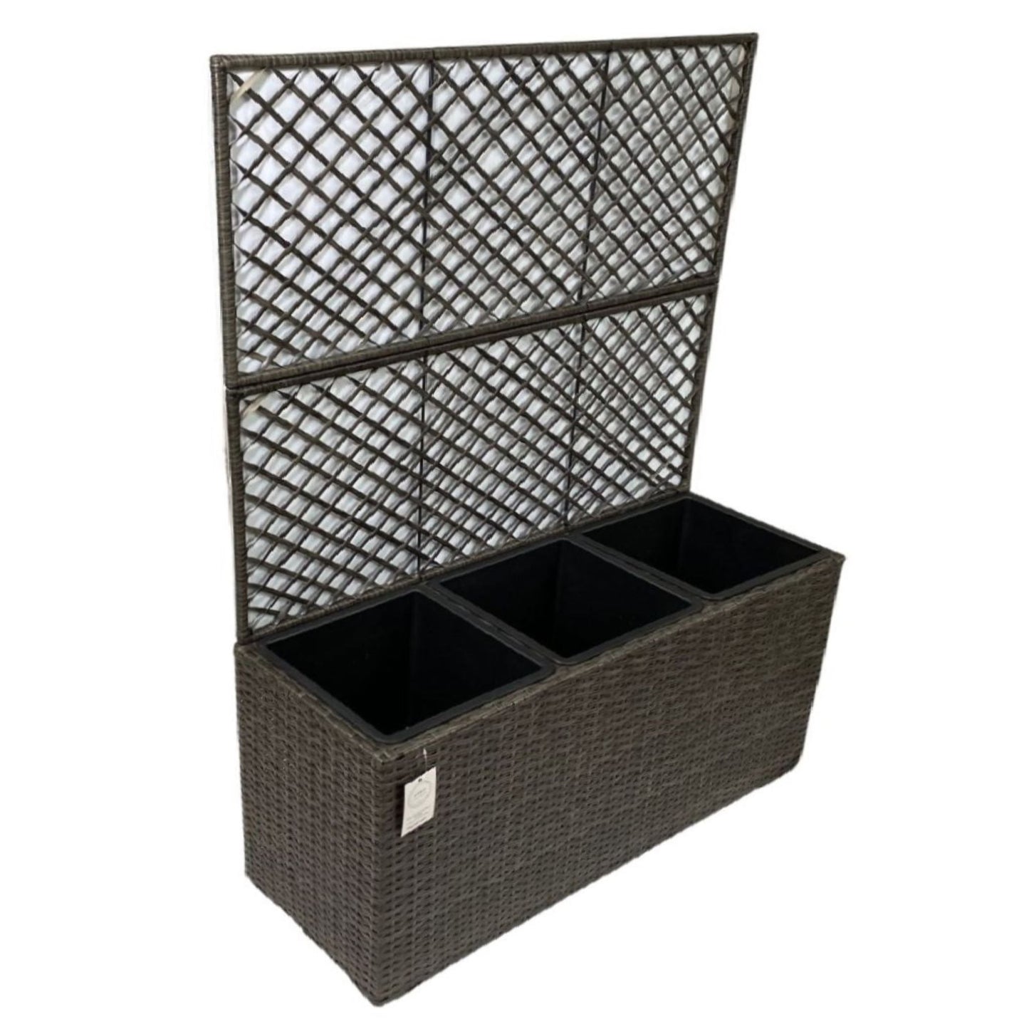 VIOLA Poly Rattan Wicker Large Planter Pot with Trellis - Grey - Direct Factory Furniture Australia