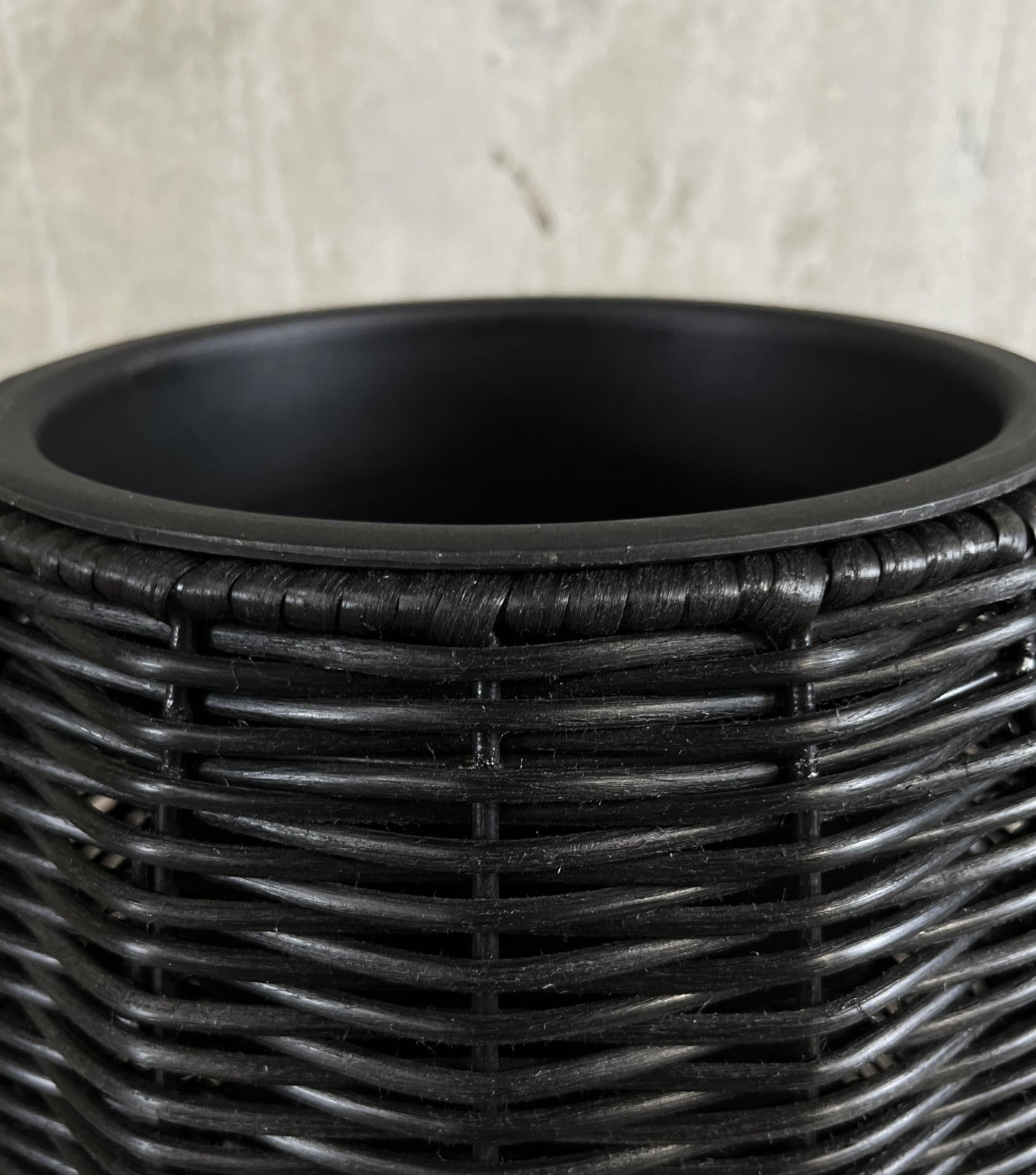 BOBOLI 3 Piece Set Round Poly Rattan Wicker Planter Pot Set - Black
