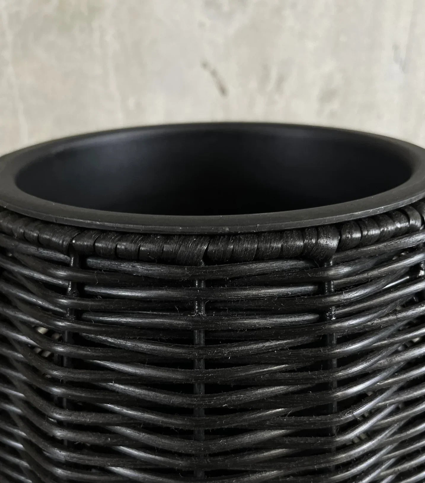 BOBOLI 3 Piece Set Round Poly Rattan Wicker Planter Pot Set - Black 12