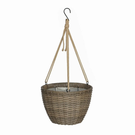 Outdoor Indoor Wicker planter basket with rope hanging flower planter pot
