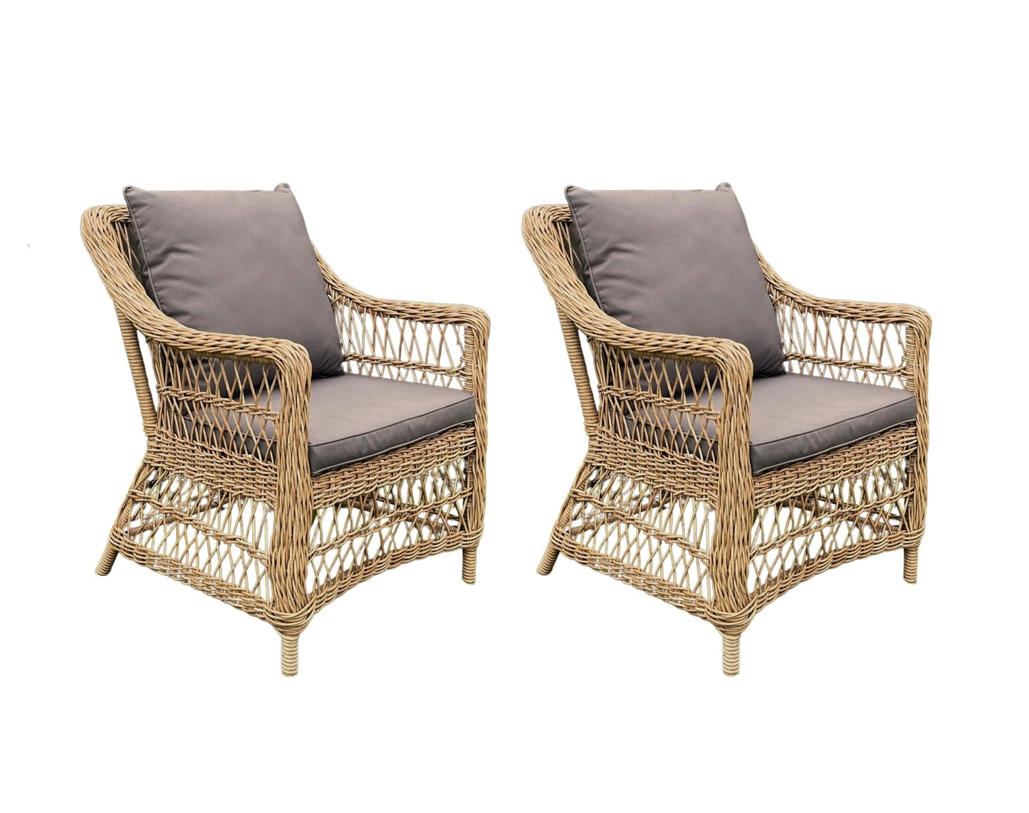 AMOIR 2-Piece Set Poly Rattan Wicker Outdoor Dining Chair - Brown - Direct Factory Furniture Australia