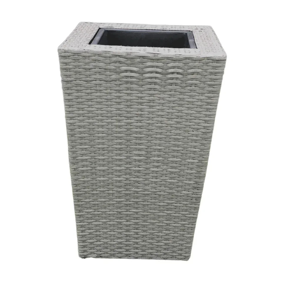 grey wicker plant pots outdoor Kenroku Large Tall Outdoor Indoor Wicker Poly Rattan Planter Flowers Garden Pots