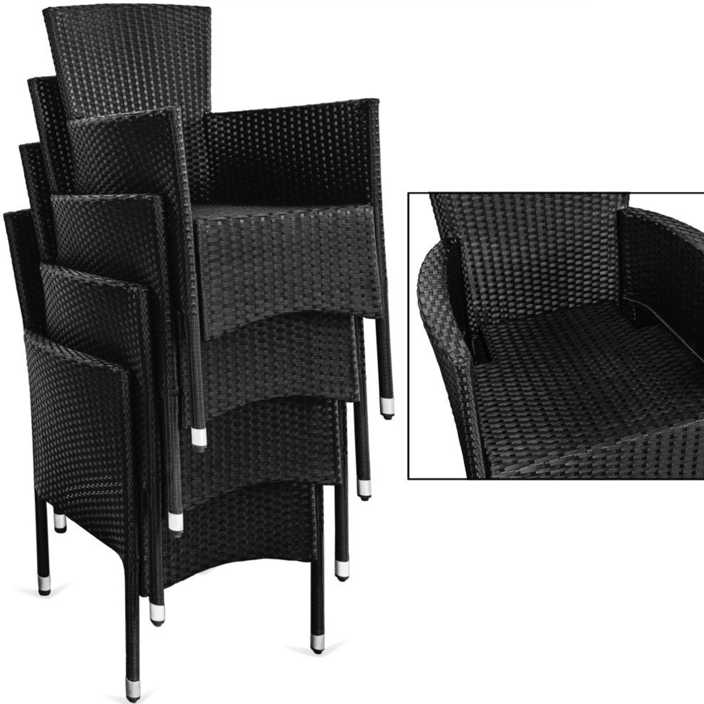 Poly Rattan Wicker Outdoor Stackable Dining Chair Black