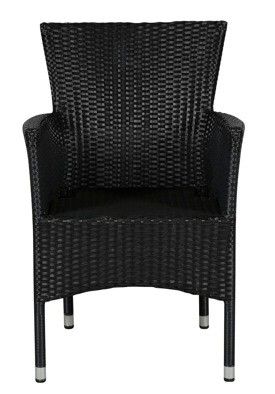 Calor Outdoor Wicker Poly Rattan Stackable Outdoor Dining Chair Stacking - Black (Set of 4) - Direct Factory Furniture Australia