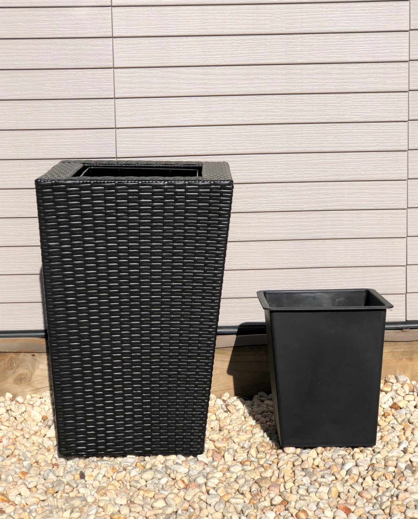 KENROKU Poly Rattan Wicker Large Planter Pot - Black - Direct Factory Furniture Australia