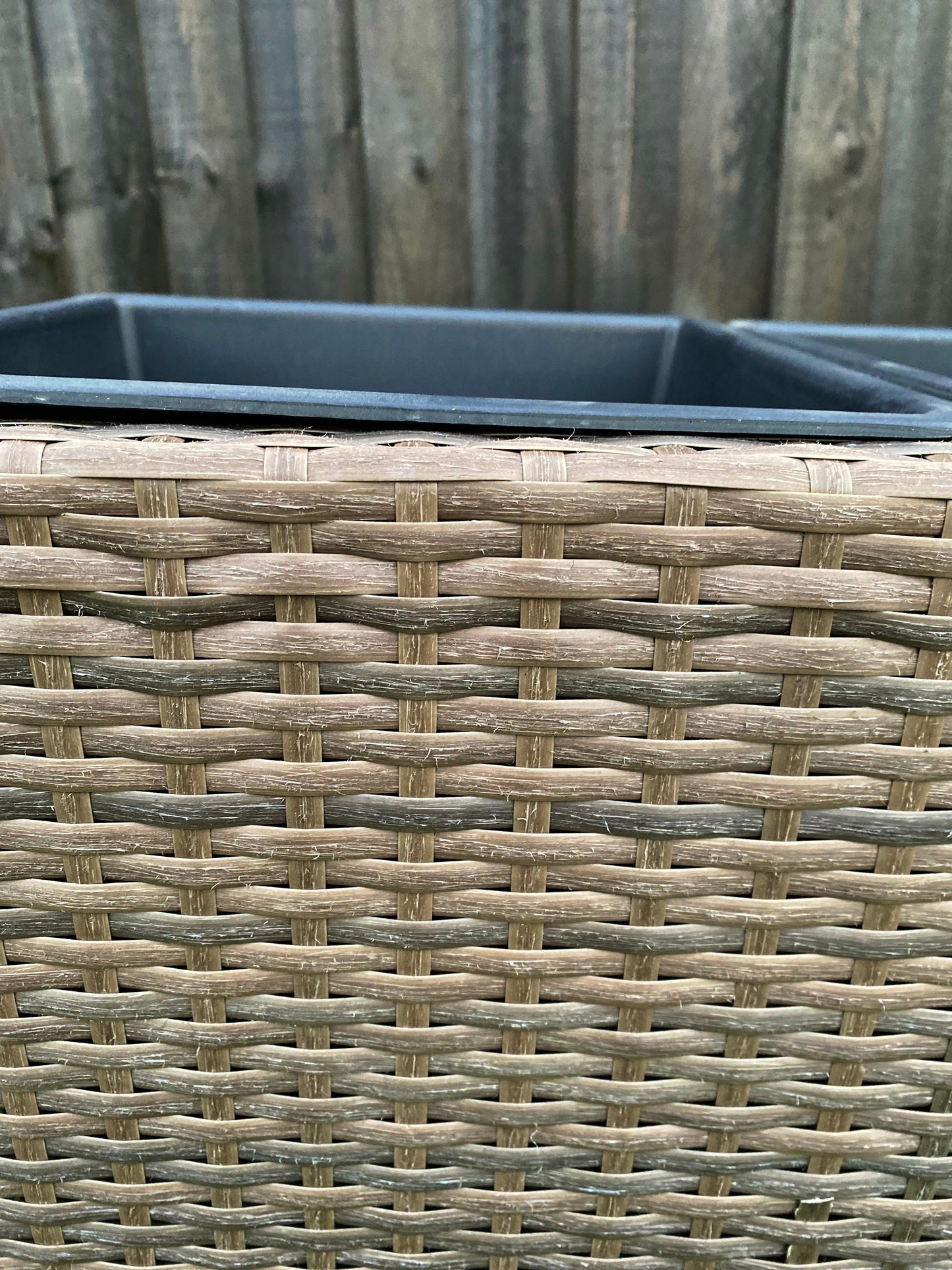 ASWAN 2 Piece Set Poly Rattan Wicker Large Planter Pot - Light Brown - Direct Factory Furniture Australia