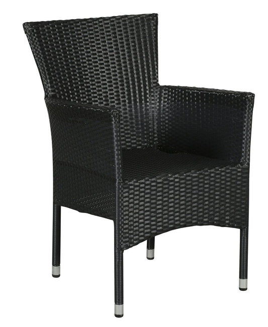 Calor Outdoor Wicker Poly Rattan Stackable Outdoor Dining Chair Stacking - Black (Set of 4) - Direct Factory Furniture Australia