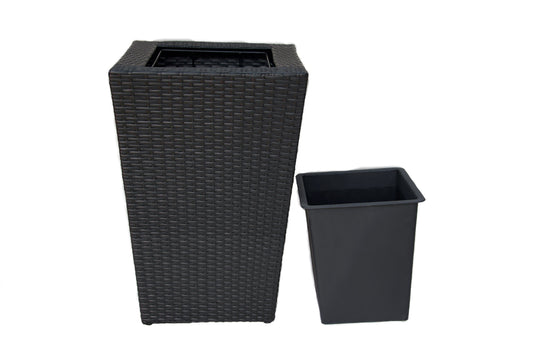 KENROKU Poly Rattan Wicker Large Planter Pot - Black - Direct Factory Furniture Australia