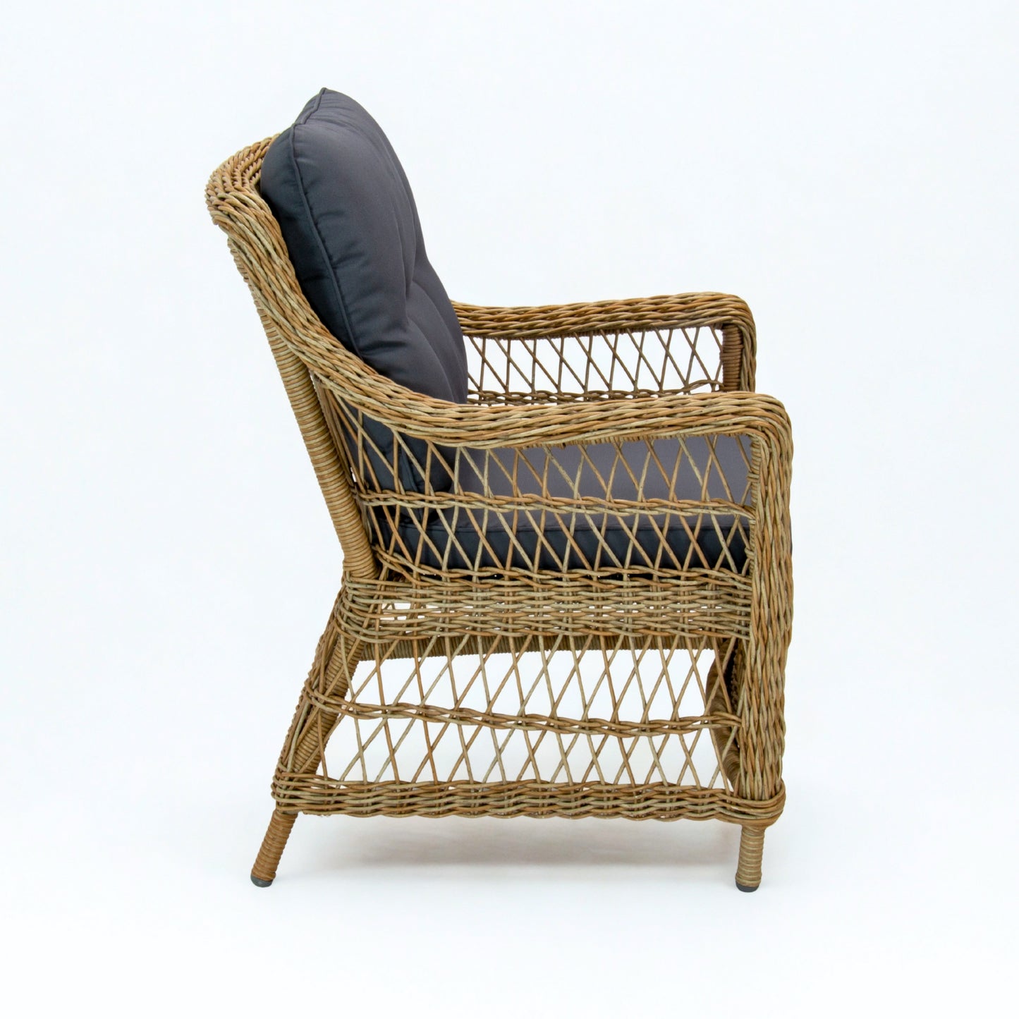 AMOIR | Poly Rattan Wicker Outdoor Dining Chair | Natural Brown