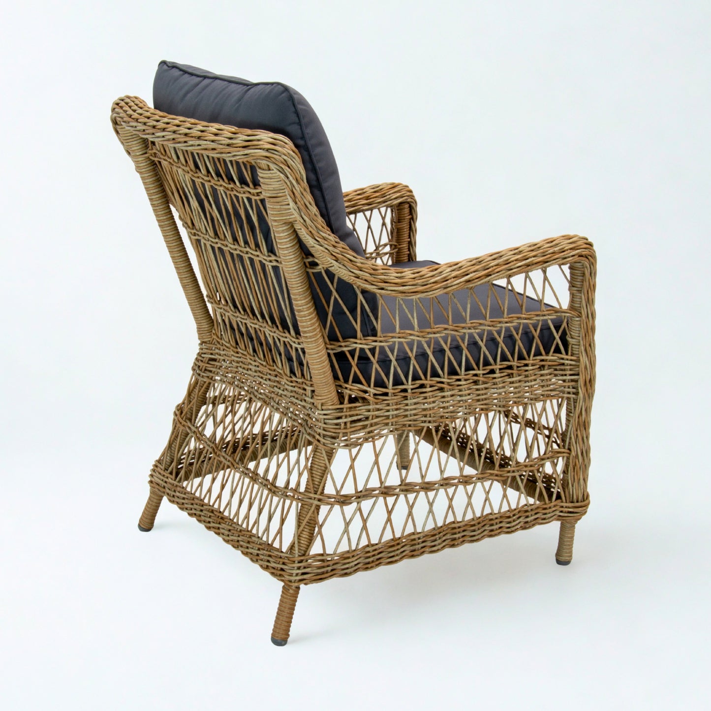 AMOIR | 4 Seater Poly Rattan Wicker Outdoor Dining Set | Natural