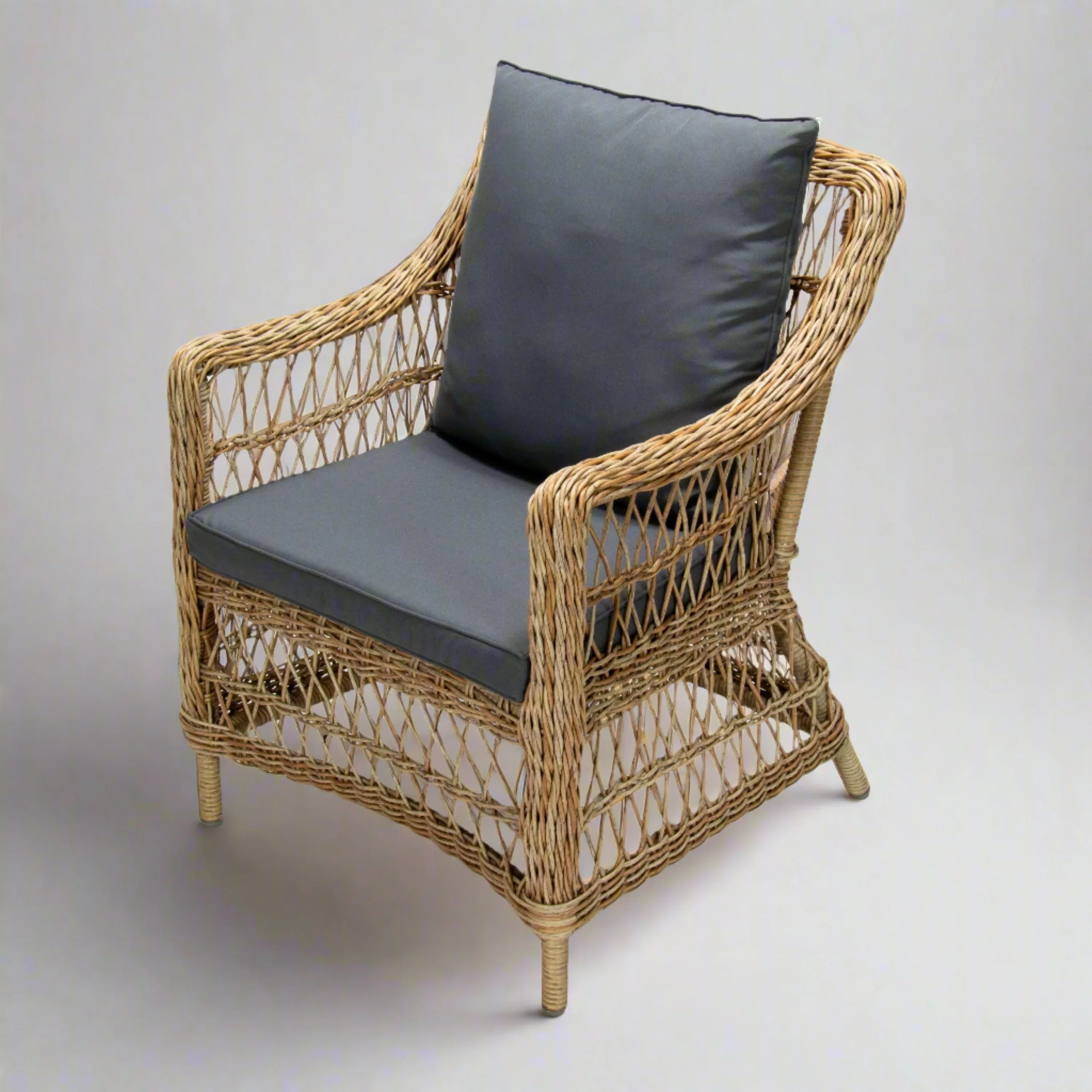 AMOIR | Poly Rattan Wicker Outdoor Dining Chair | Natural Brown ...