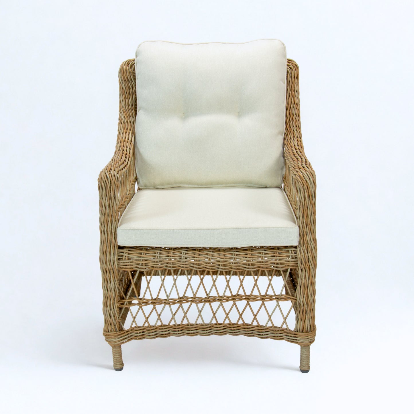 AMOIR | Poly Rattan Wicker Outdoor Dining Chair | Natural Brown