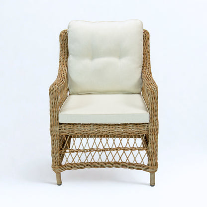 AMOIR | Poly Rattan Wicker Outdoor Dining Chair | Natural Brown