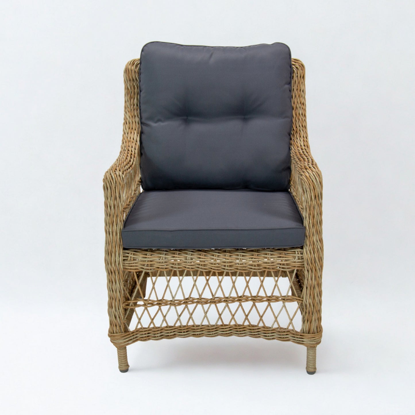 AMOIR | Poly Rattan Wicker Outdoor Dining Chair | Natural Brown
