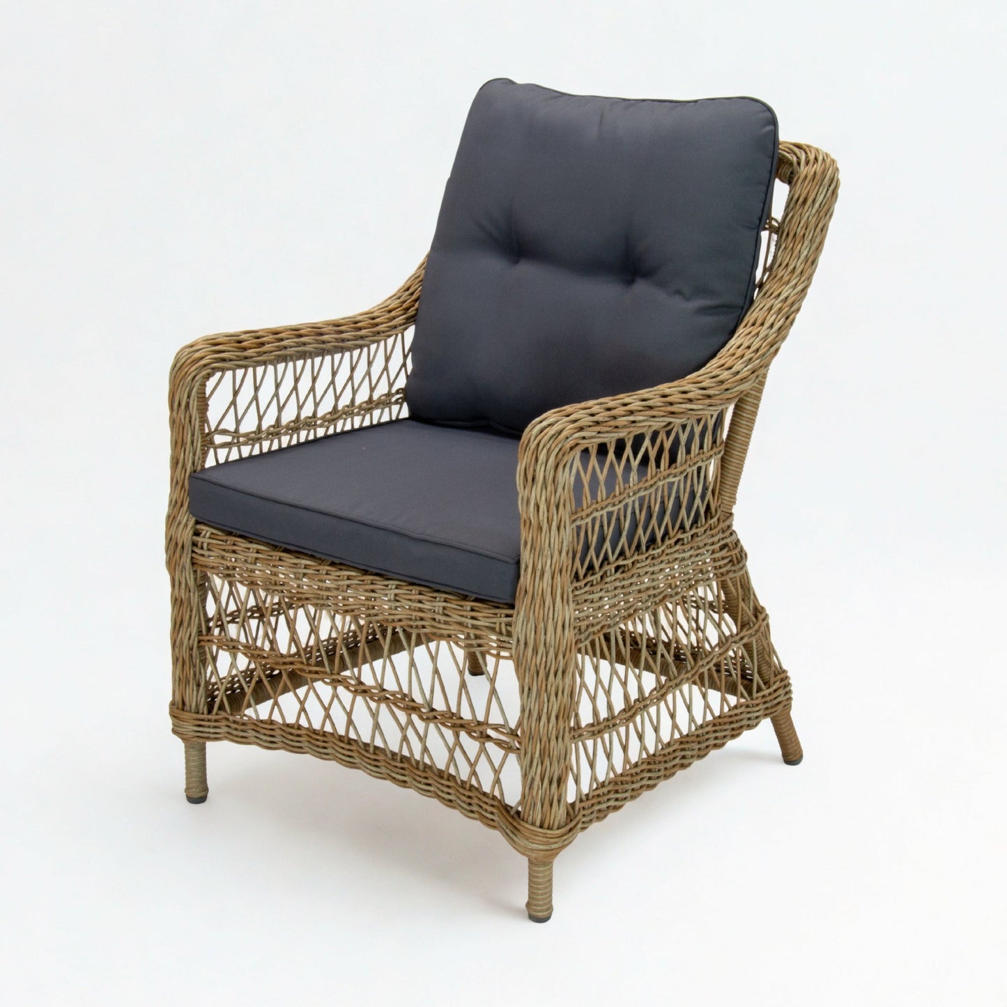 AMOIR | Poly Rattan Wicker Outdoor Dining Chair | Natural Brown