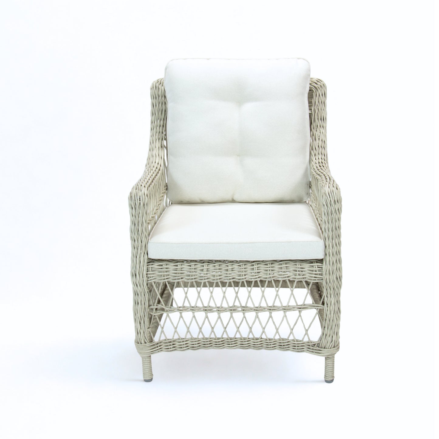 AMOIR | Poly Rattan Wicker Outdoor Dining Chair | Brushed White