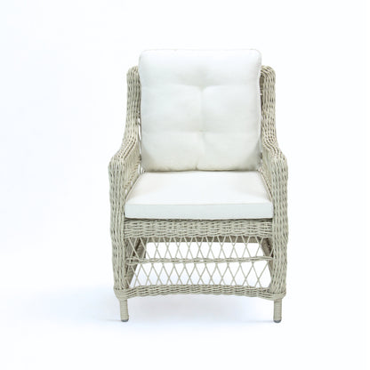 AMOIR | Poly Rattan Wicker Outdoor Dining Chair | Brushed White