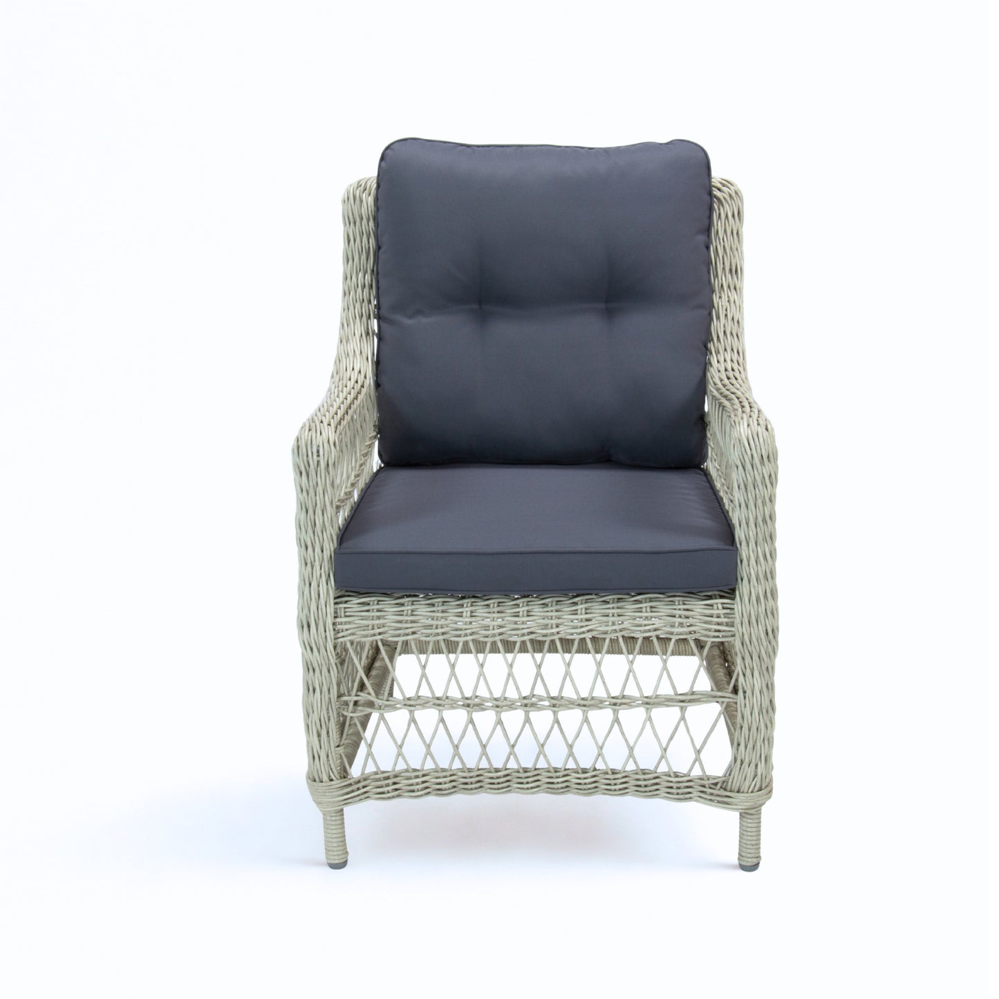 AMOIR | Poly Rattan Wicker Outdoor Dining Chair | Brushed White