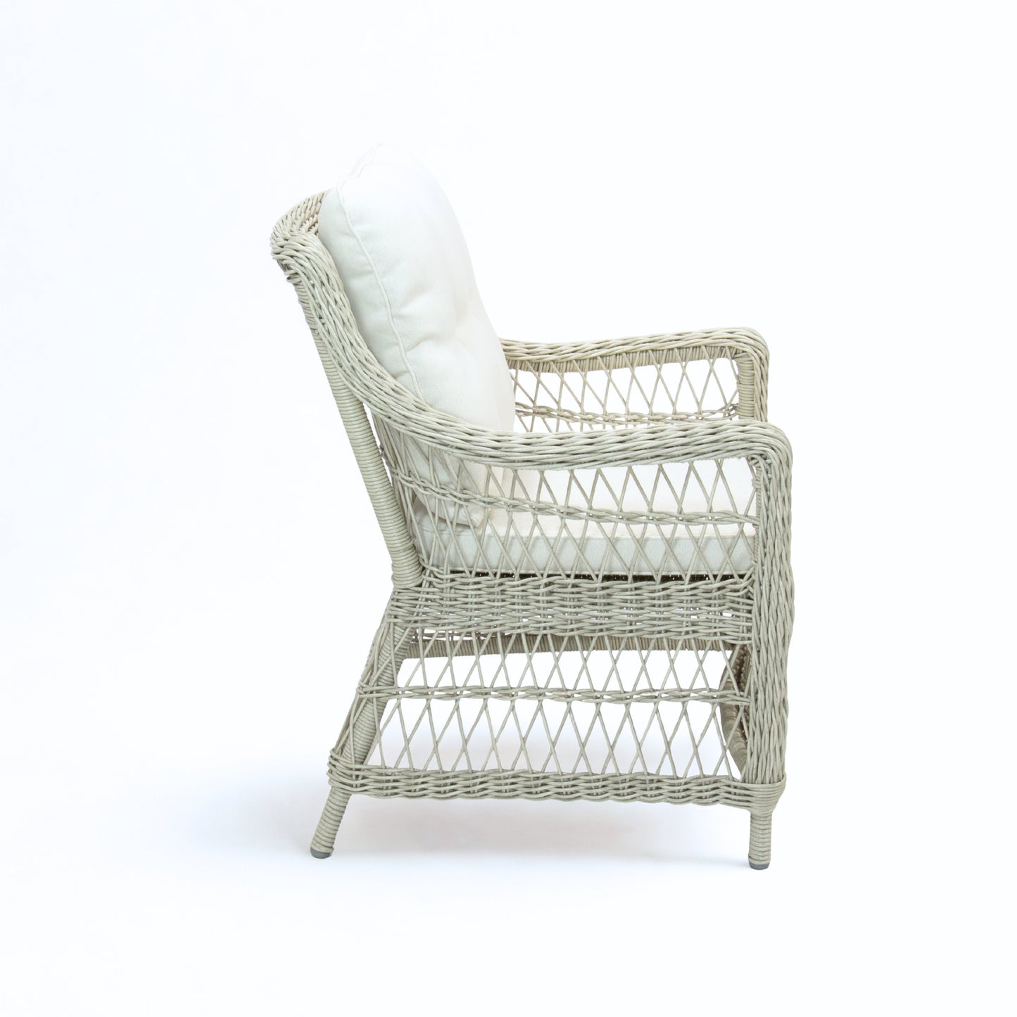 AMOIR | Poly Rattan Wicker Outdoor Dining Chair | Brushed White
