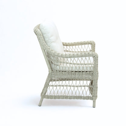 AMOIR | Poly Rattan Wicker Outdoor Dining Chair | Brushed White