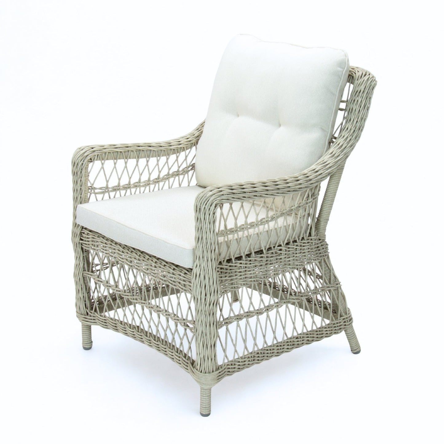 AMOIR | Poly Rattan Wicker Outdoor Dining Chair | Brushed White